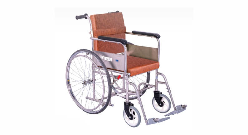 SS RIGID WHEELCHAIR WITH CUSHIONED SEAT AND BACK- 1036