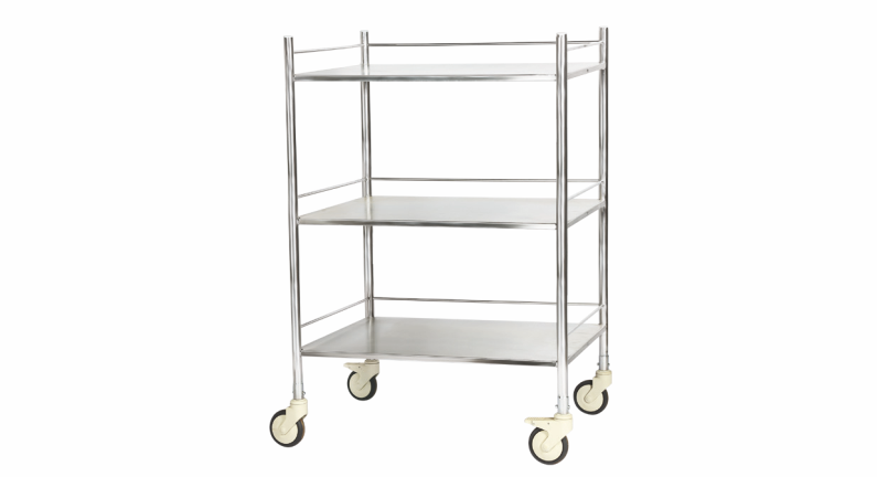 1626 FULLY SS THREE SHELF INSTRUMENT TROLLEY SMALL SIZE