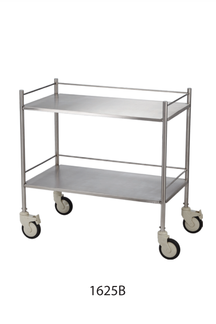 1625B FULLY SS TWO SHELF INSTRUMENT TROLLEY MEDIUM SIZE